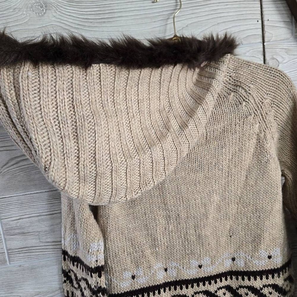 Kenji Handknit Wool Blend Hooded Fur Sweater Womens SZ L - Picture 7 of 7